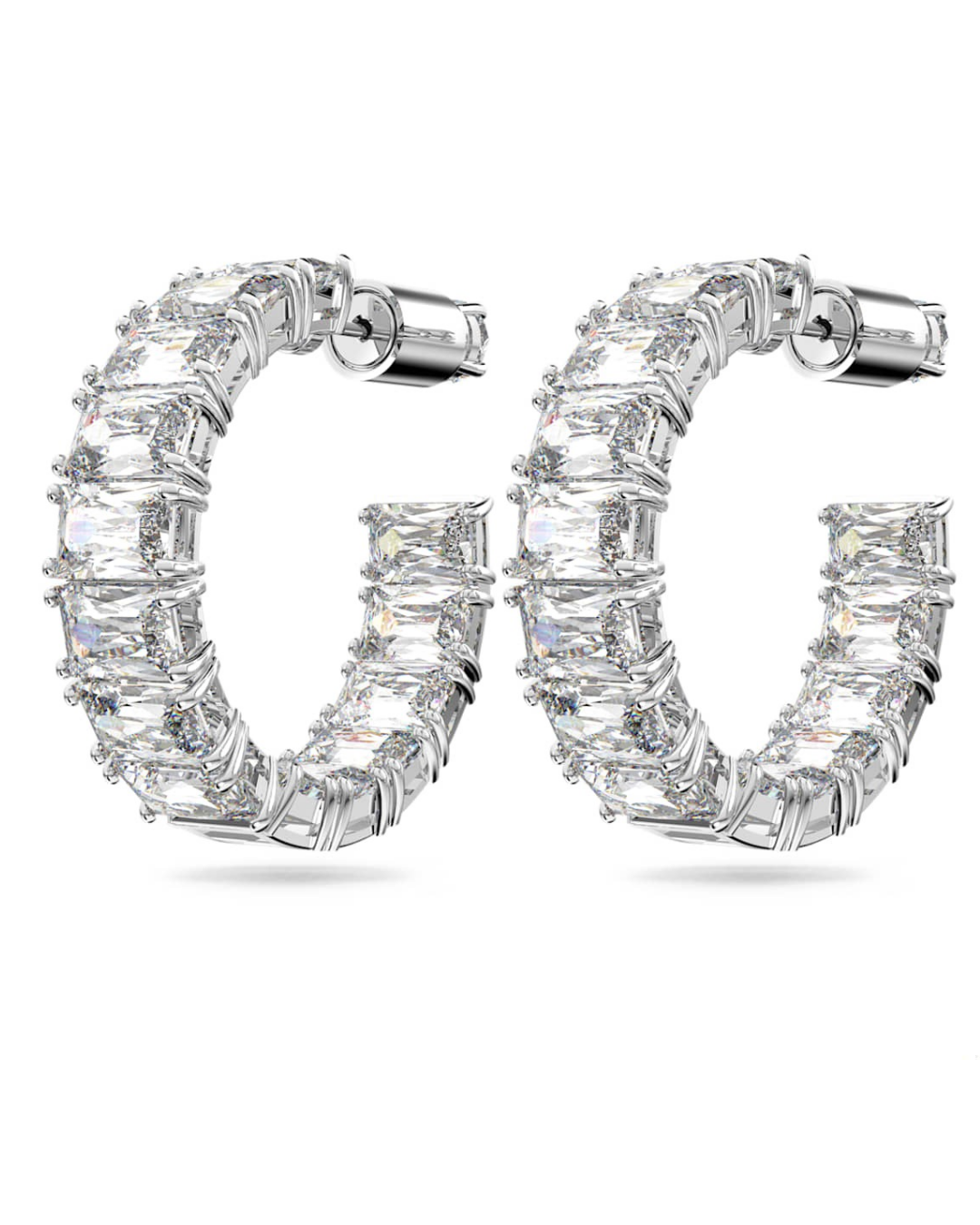 matrix octagon cut hoop earrings – white,