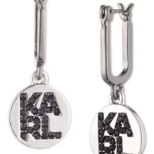 silver tone jet logo drop earrings