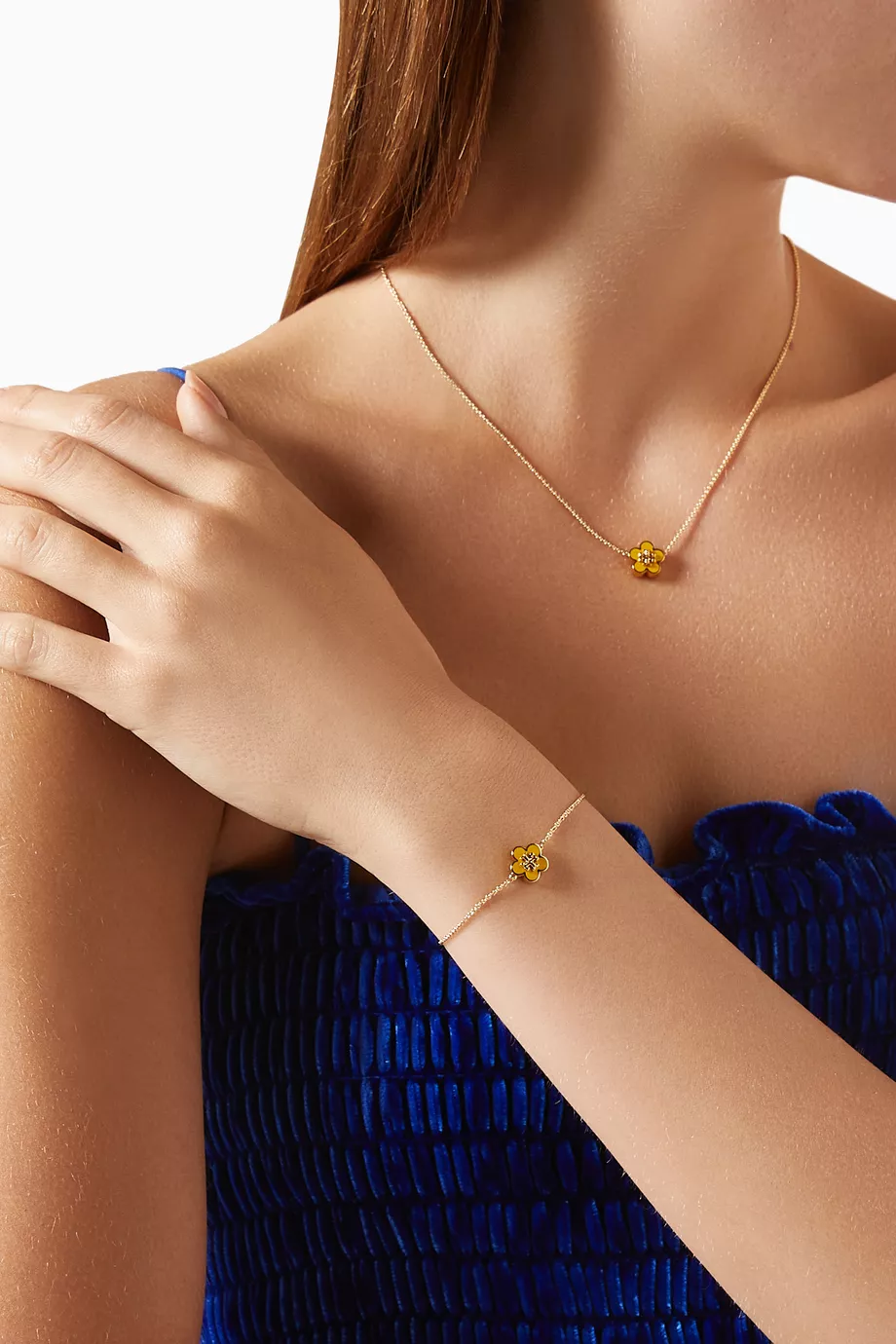 forget me not enamel pendant necklace