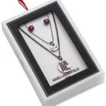 hematite tone choupette layered pendant necklace & triangle stud earrings set