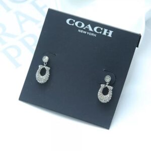 coach pave horse shoes earring silver