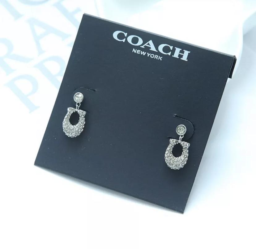 coach pave horse shoes earring silver
