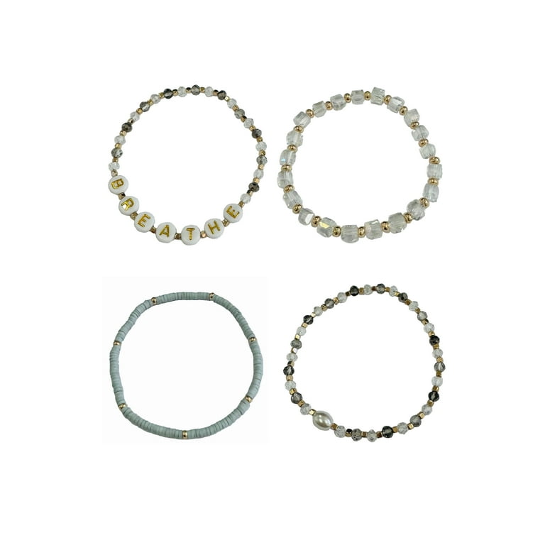 breathe” 4 piece stretch bracelet set – calm & chic beaded stack