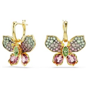 idyllia mixed cut pavé butterfly drop earrings (gold tone plated)