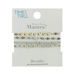 breathe” 4 piece stretch bracelet set – calm & chic beaded stack