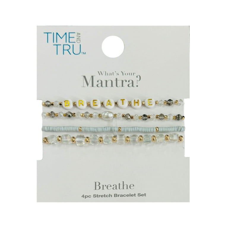 breathe” 4 piece stretch bracelet set – calm & chic beaded stack