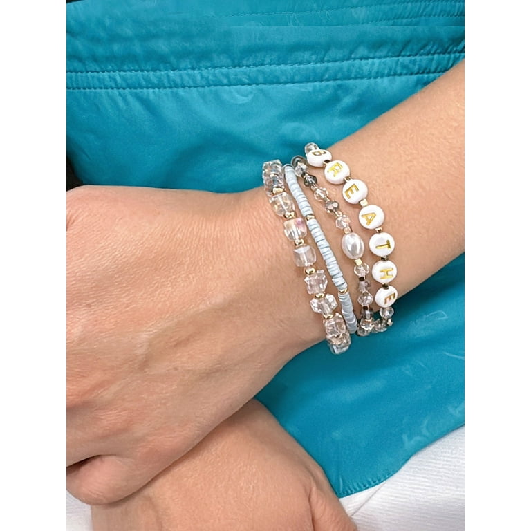 breathe” 4 piece stretch bracelet set – calm & chic beaded stack
