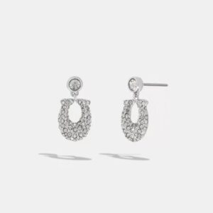 coach pave horse shoes earring silver