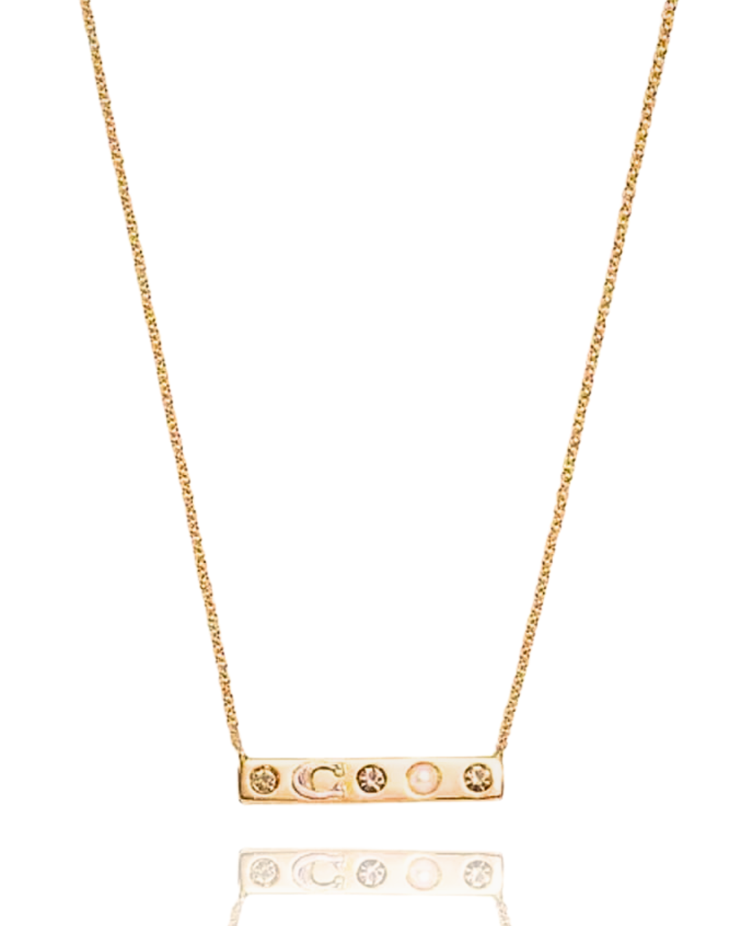 signature & stone pendant necklace