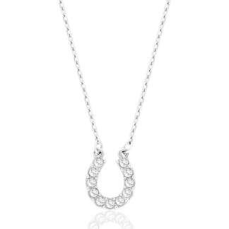 horse shoe, white, rhodium plated