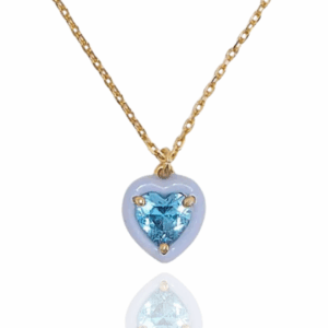 gold tone sweetheart blue necklace.