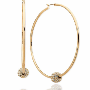 crystal embellished gold tone statement hoops