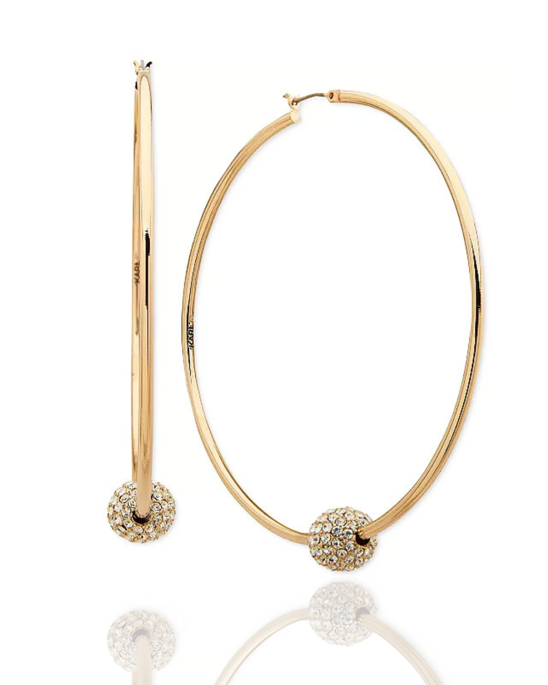 crystal embellished gold tone statement hoops
