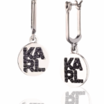 silver tone jet logo drop earrings