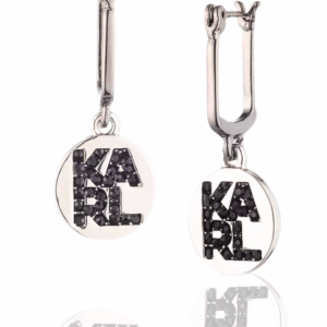 silver tone jet logo drop earrings
