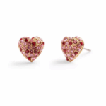 heart stud earrings with pink and red crystal accents.