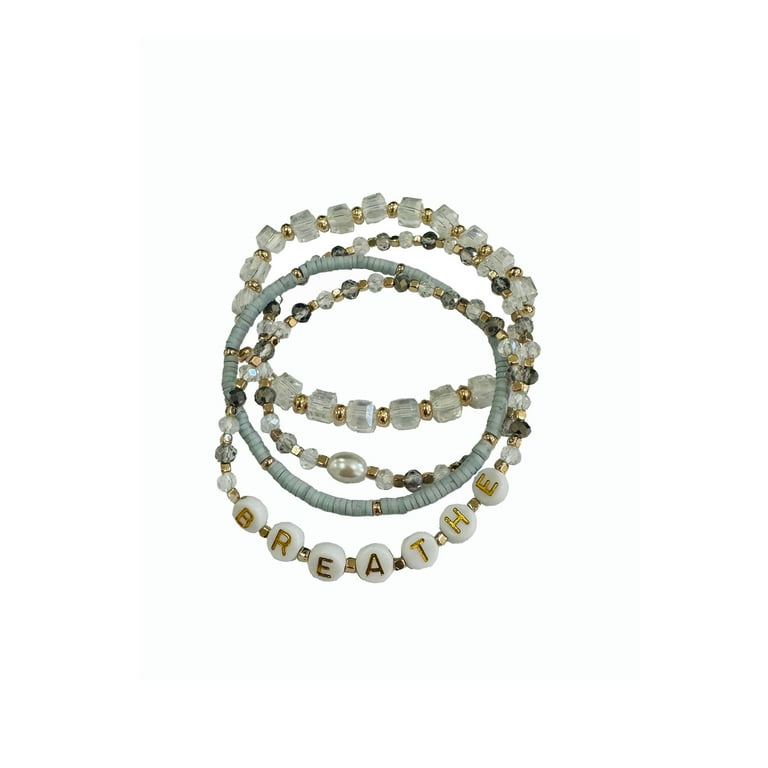breathe” 4 piece stretch bracelet set – calm & chic beaded stack