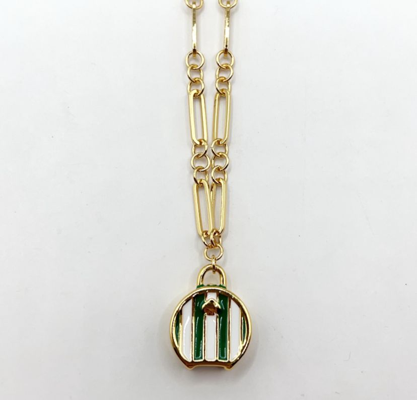away we go suit case pendant necklace