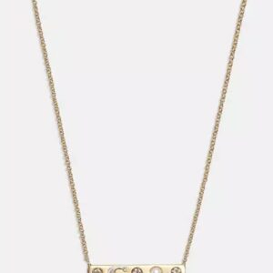 signature & stone pendant necklace