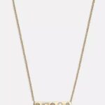 signature & stone pendant necklace