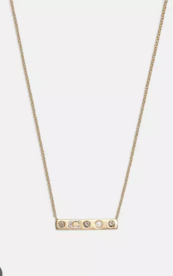 signature & stone pendant necklace