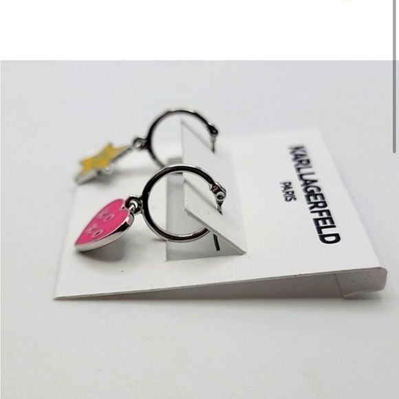 heart & star mismatched hoop earrings