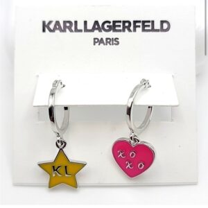 heart & star mismatched hoop earrings
