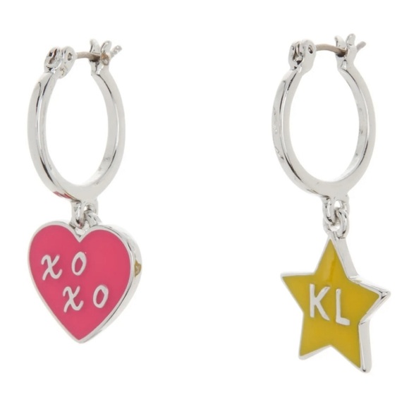 heart & star mismatched hoop earrings