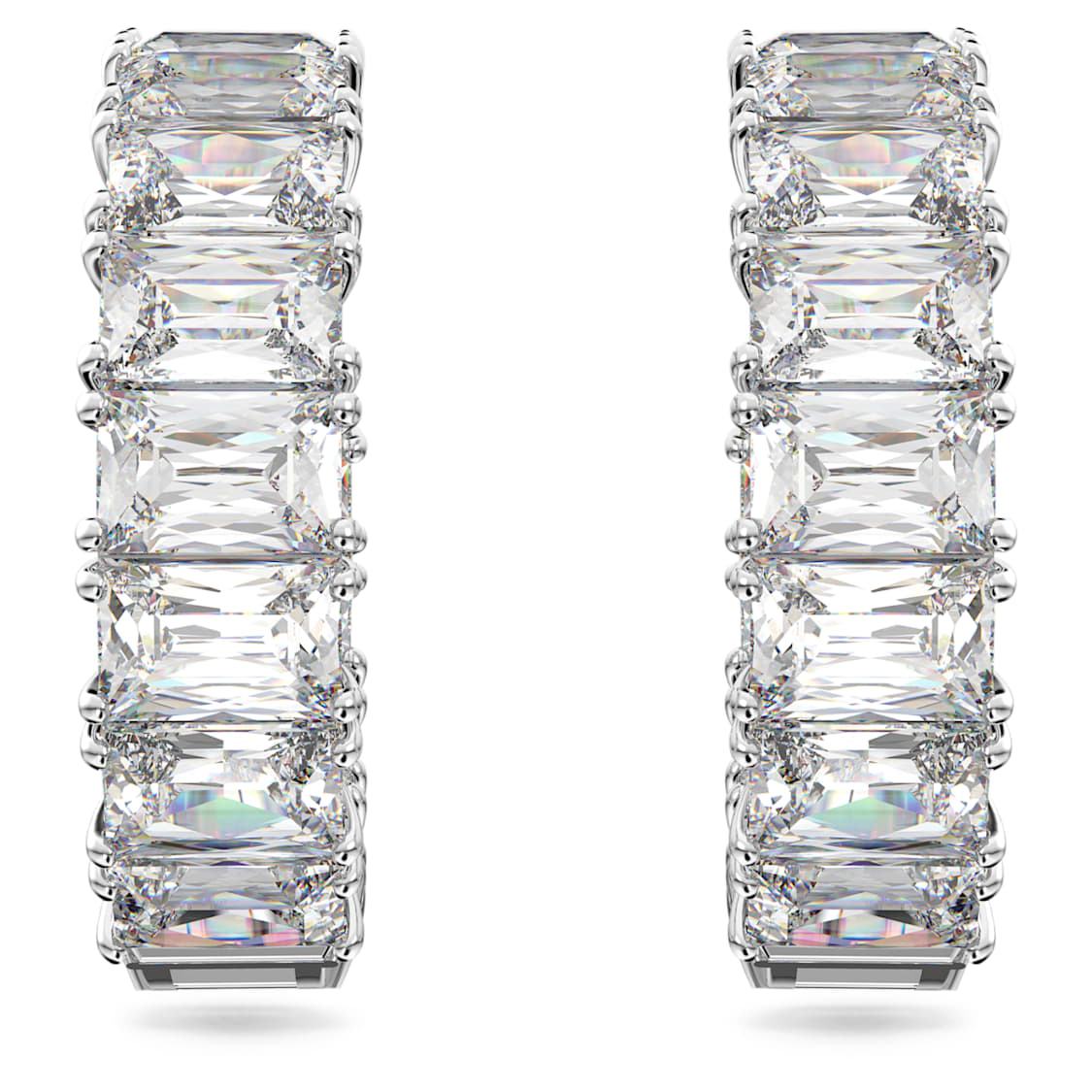 matrix octagon cut hoop earrings – white,