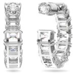 matrix octagon cut hoop earrings – white,