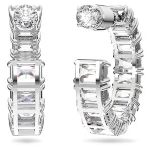 matrix octagon cut hoop earrings – white,