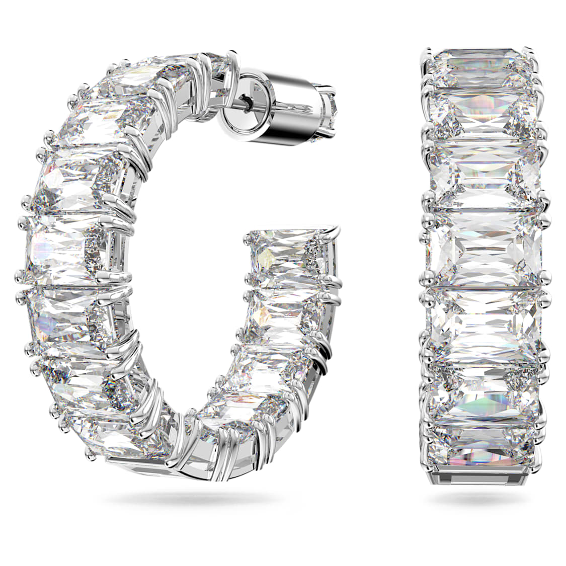 matrix octagon cut hoop earrings – white,