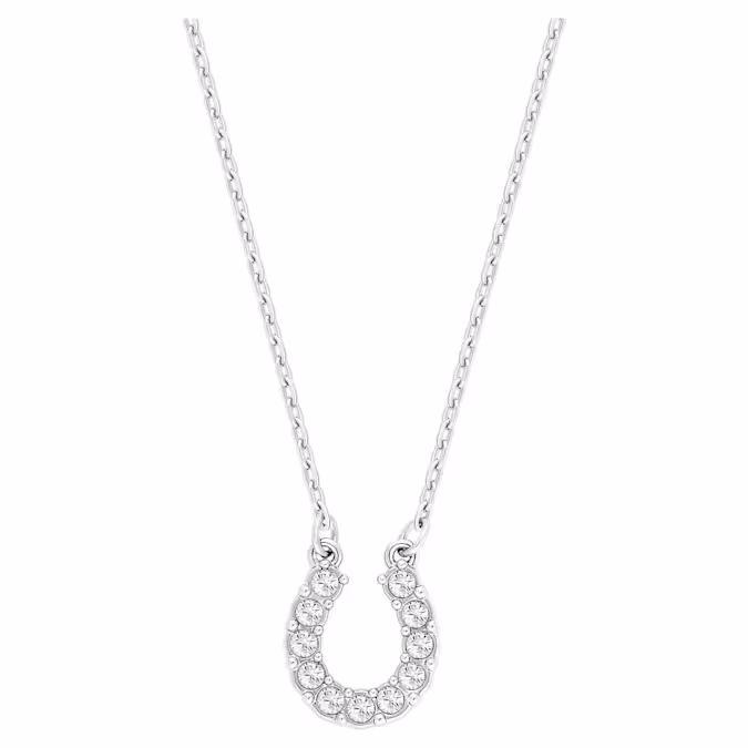 horse shoe, white, rhodium plated