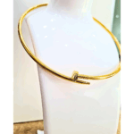 gold tone nail collar necklace