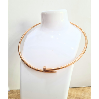 rose gold tone nail collar necklace