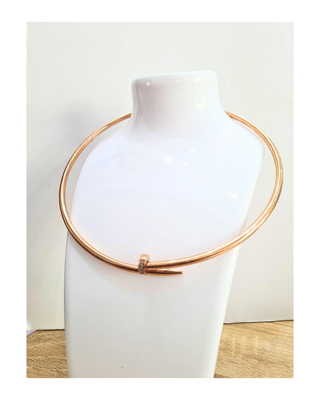 rose gold tone nail collar necklace