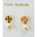 gold tone pearl drop earrings