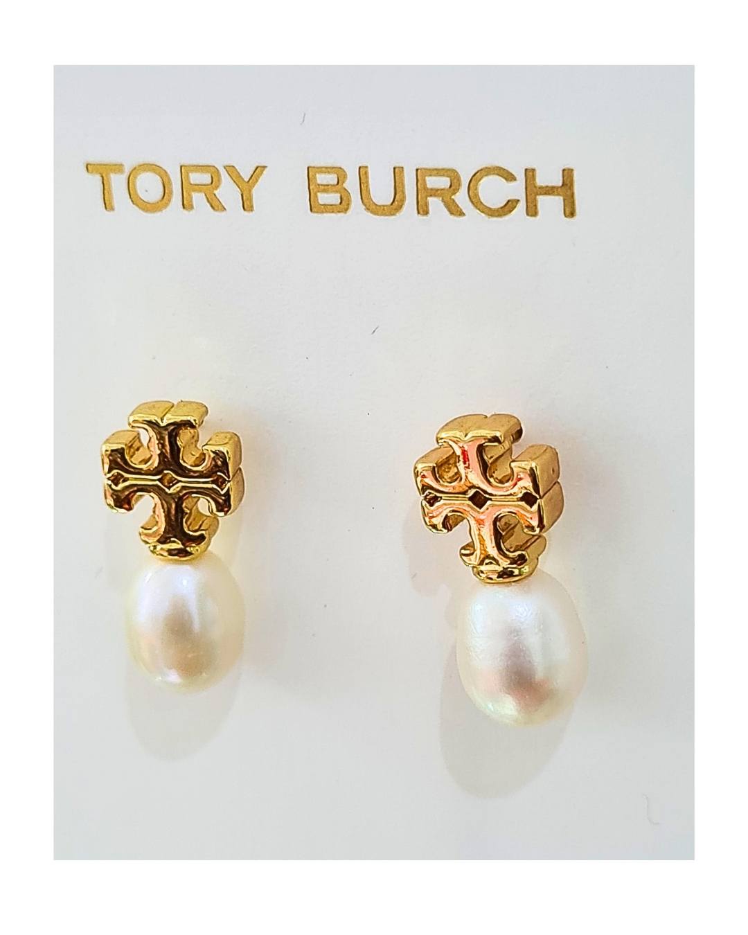 gold tone pearl drop earrings