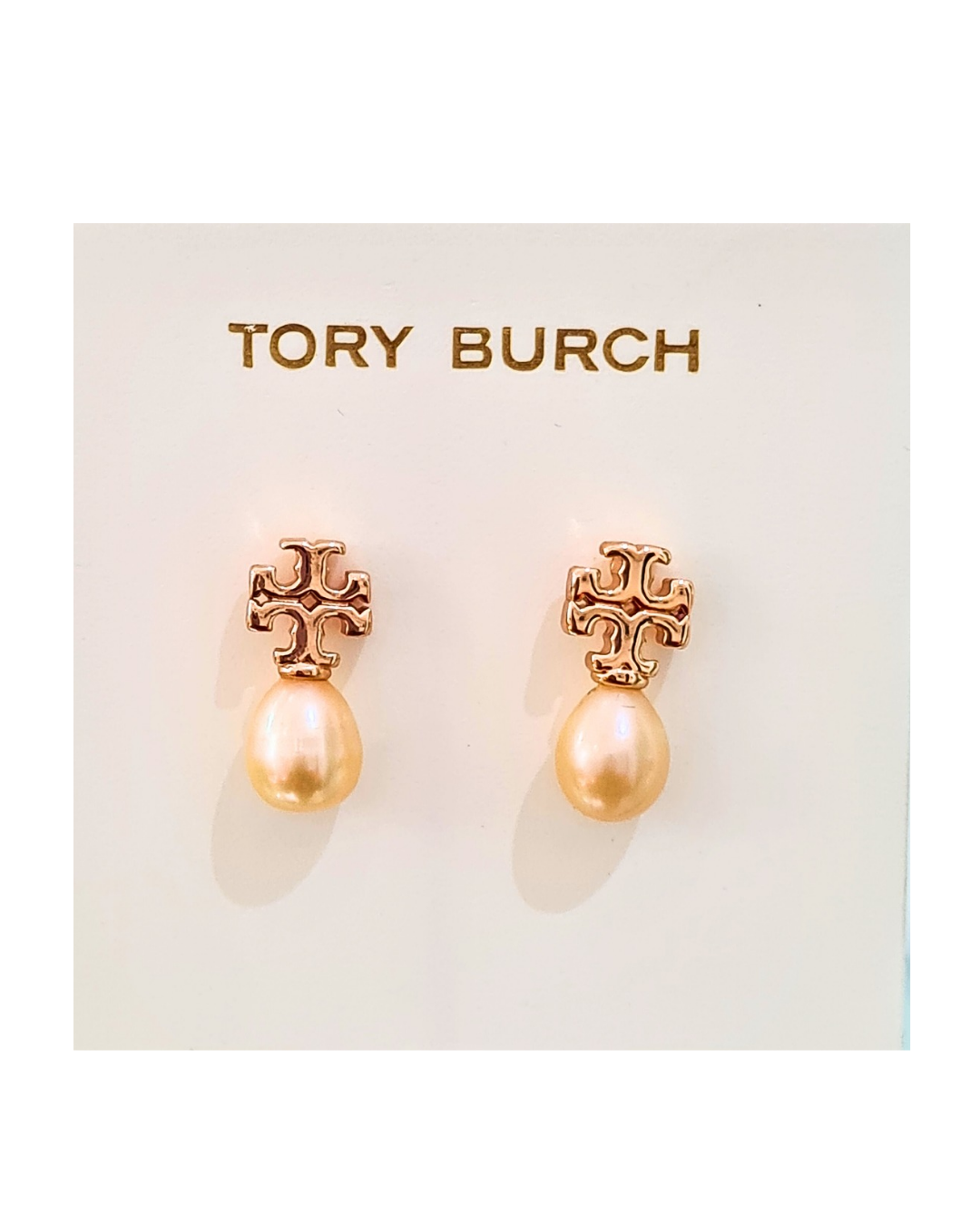 rose gold tone pearl drop earrings