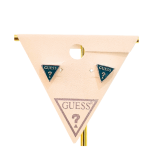 silver tone green front stud earrings