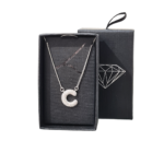 c initial pavé pendant necklace