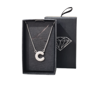 c initial pavé pendant necklace