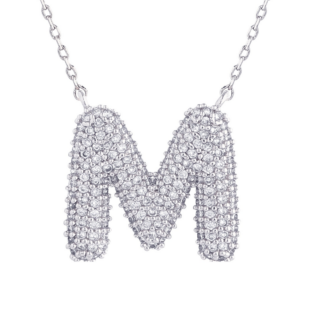 pavé “m” icon necklace – silver tone