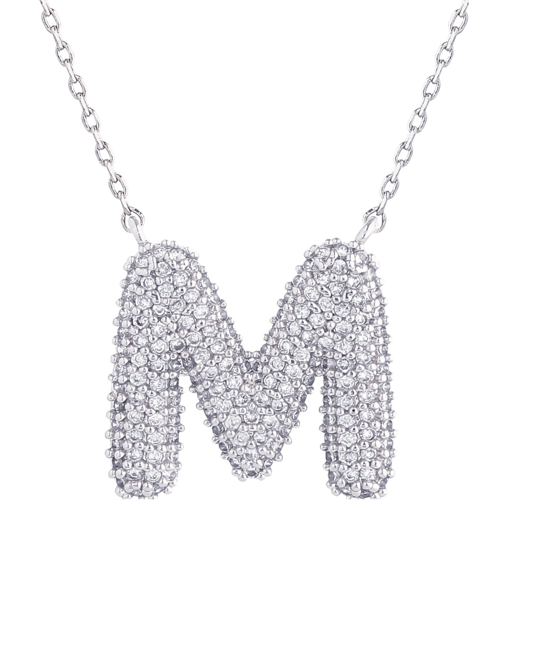 pavé “m” icon necklace – silver tone