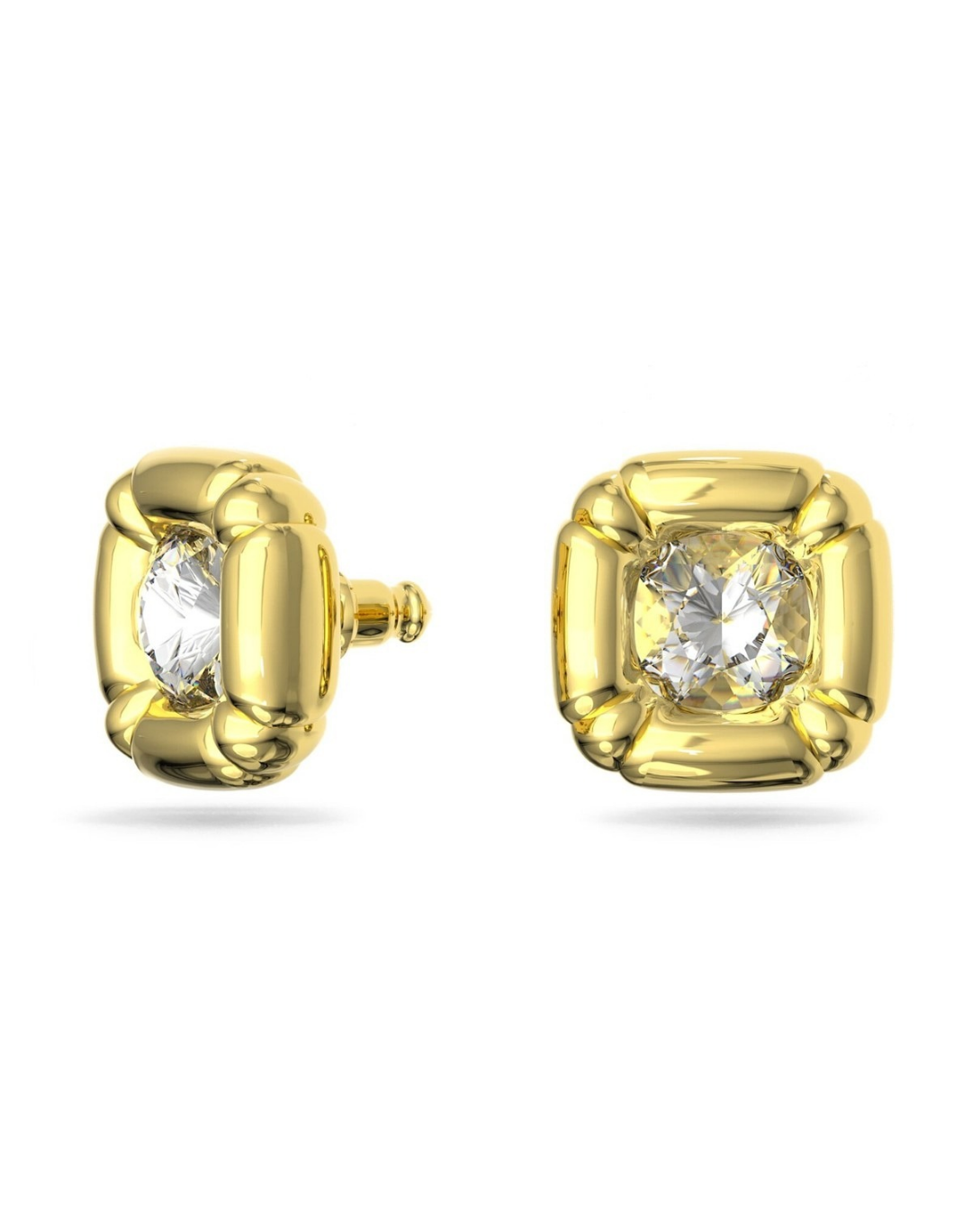 women's dulcis stud earrings cushion cut, gold tone