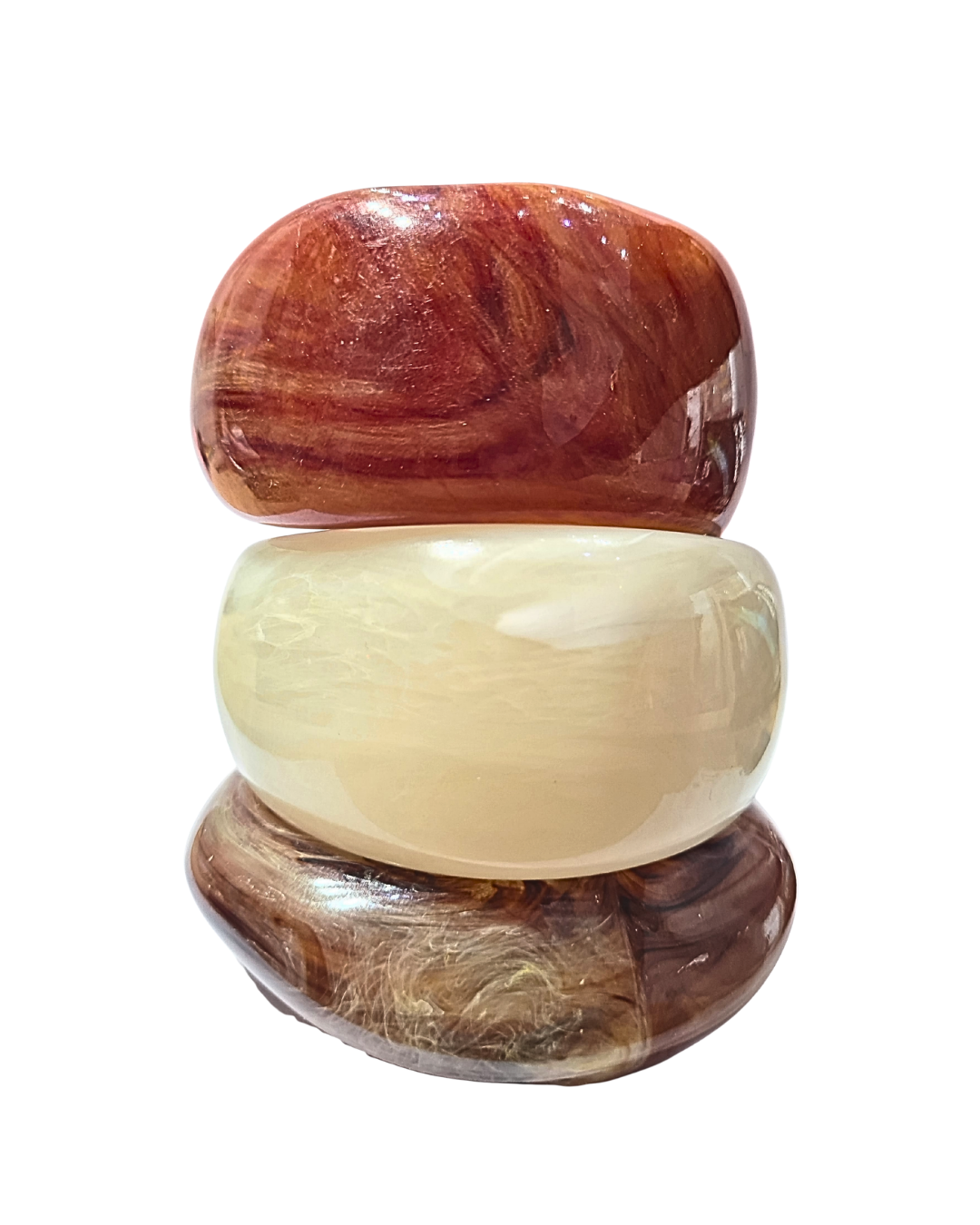chunky marble resin bangles – set of 3