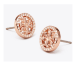 rose gold pavé logo stud earrings