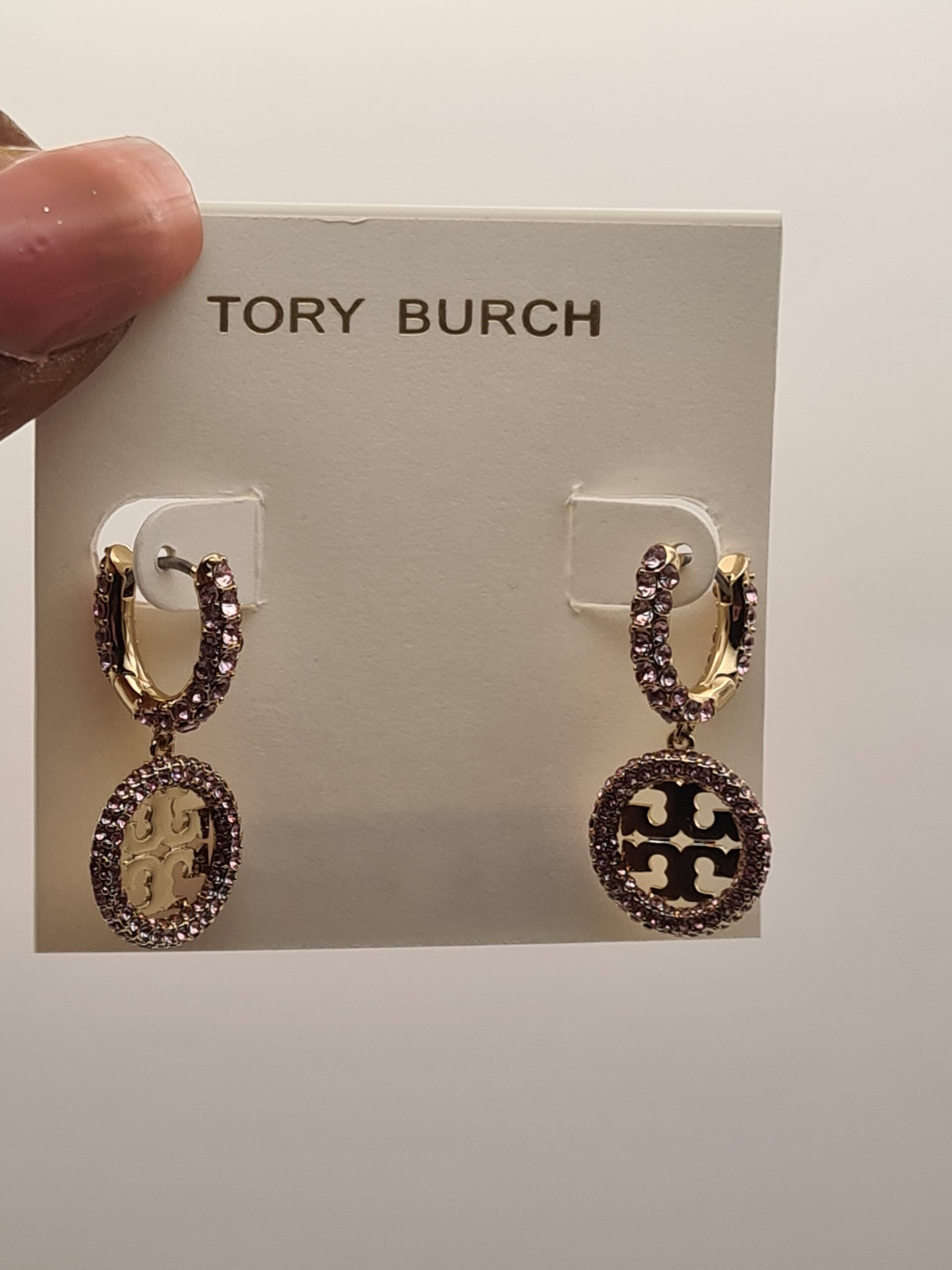 miller pavé drop hoop earrings – pink crystal