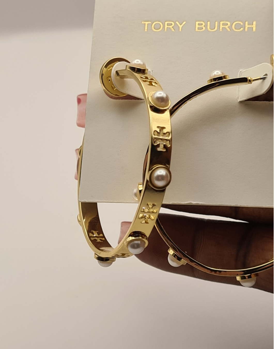 faux pearl miller hoop earrings