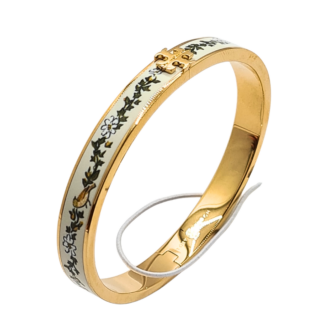 kira enamel print bangle – green vine